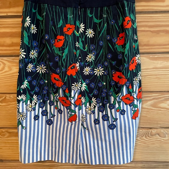 Anthropologie poppy floral and stripe pencil skirt - Picture 3 of 8